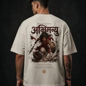 Abhimanyu Chakravyuh Warrior Graphic Printed Men's Oversized T-Shirt